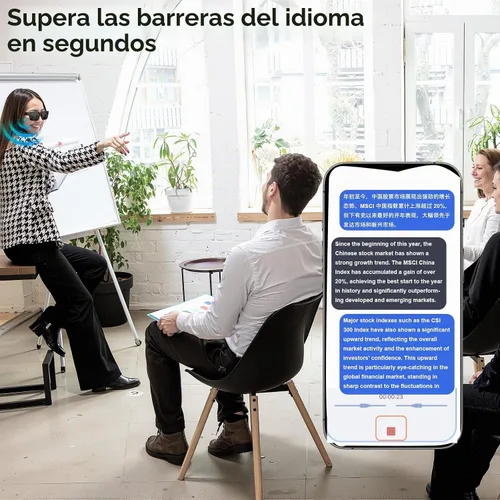 Vista 6 de Gafas inteligentes AI, despertador de voz de diálogo AI, traducción de 115 idiomas, interpretación simultánea, traducción de grabación en el sitio
