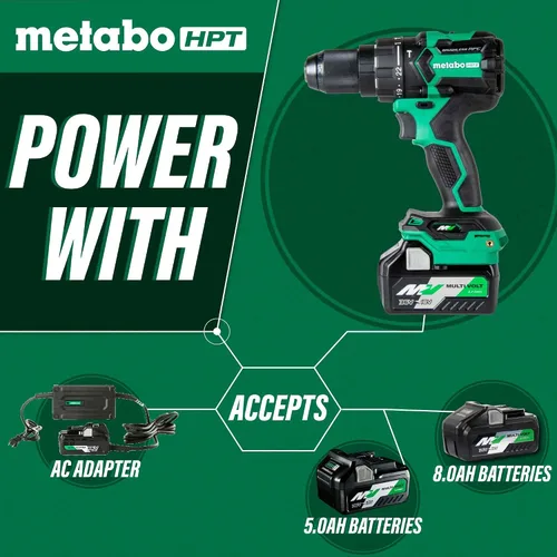 Vista 17 de Metabo HPT Kit de taladro de martillo inalámbrico MultiVolt™ de 36 V sin escobillas de 1/2 pulgada, kit de taladro eléctrico con baterías Metabo