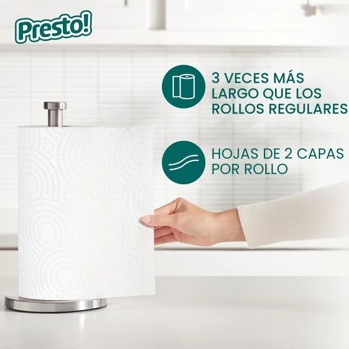 Vista 3 de Presto! Toallas de papel, 128 hojas, 6 rollos Flex-a-Size Rollo familiar 3 paquetes de 2 Blanco