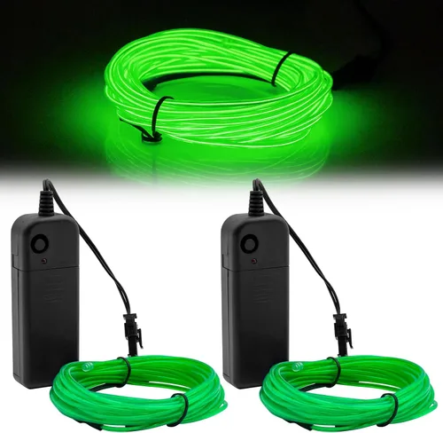 Vista 7 de Ourbest Kit de cable de tira de luz de neón electroluminiscente, 16.4 ft, 2 unidades, cable EL, cable electroluminiscente, con batería para cosplay