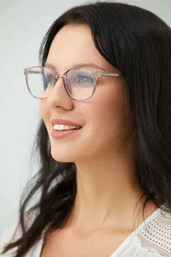 Vista 2 de FONHCOO - Lentes con bloqueo de luz azul para mujer y hombre, TR90, redondos para computadora (champán)