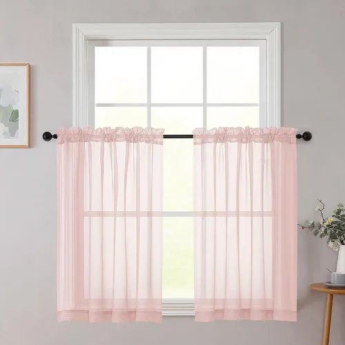 Vista 114 de 2 paneles de cortinas traslúcidas blancas para dormitorio, sala de estar, 96 pulgadas de largo, modernas, suaves, ligeras, con bolsillo para barra