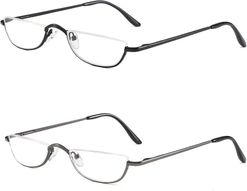 Vista 11 de Gafas de Lectura de Media Montura - 4 Pares de Gafas con Marco de Metal de Media Montura con Bisagra de Resorte Lectores para Hombres y Mujeres