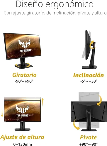 Vista 5 de ASUS TUF Gaming Monitor para juegos 2K HDR de 27 pulgadas (VG27AQ) - QHD (2560 x 1440), 165Hz (soporta 144 Hz), 1 ms, desenfoque de movimiento