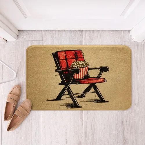 Vista 10 de Homewish Theater Cinema Poster Bathroom Rugs,Retro Movie Non Slip Bath Mat Popcorn Bathroom Indoor Floor Mats,Movie Night Shaggy Absorbent Bathtub