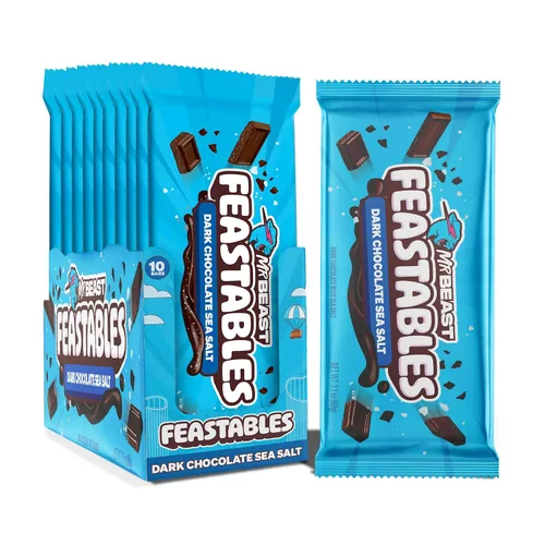 Vista 12 de Feastables Barra de chocolate con leche de almendras tamaño King, 2.1 oz (60 g), 10