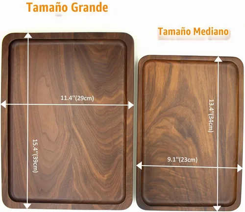 Vista 9 de Bamber Bandeja de Servir de Madera Bandeja Decorativa de Madera para Café y Té Nogal Negro 13.4 x 9 Pulgadas