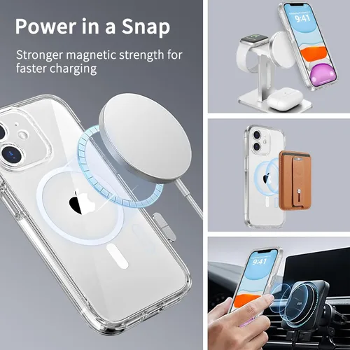 Vista 3 de COOLQO - Funda magnética para iPhone 11 con protectores de pantalla, compatible con MagSafe, protección contra caídas de grado militar, funda