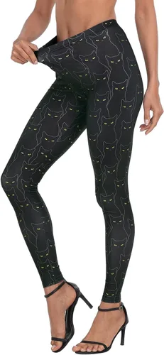 Vista 5 de HDE Leggings de entrenamiento con diseño de moda. Divertidos estampados impresos con gráficos de moda