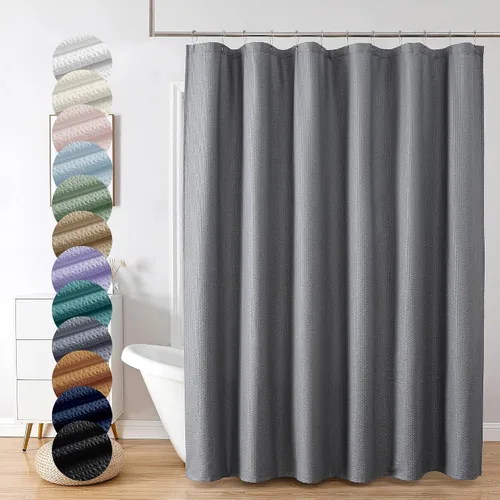 Vista 61 de OVZME Cortina de ducha de tela Berry Stall de 36 x 72 pulgadas, suave y gofre, pequeña cortina de ducha negra para baño con textura para un