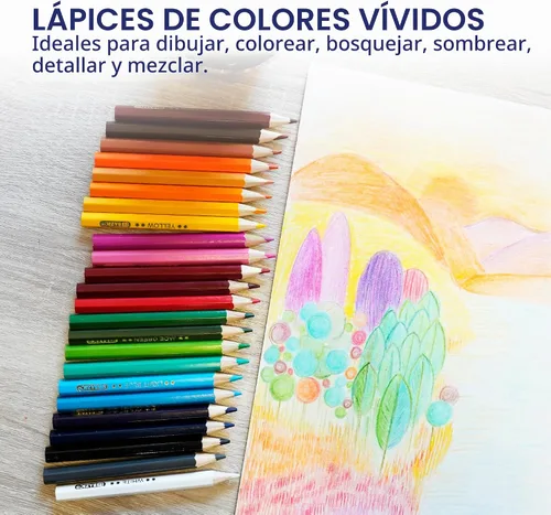 Vista 5 de BAZIC - Juego de 24 lápices de colores surtidos, núcleo suave y suave, ideal para pintar, colorear, bocetos, garabatos, para artistas, escuela