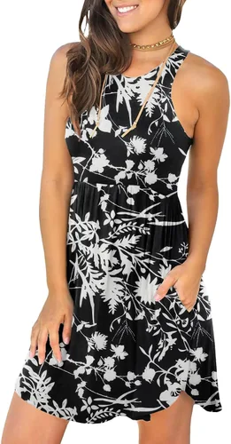 Vista 36 de HiMONE Vestidos de Vacaciones para Mujeres 2025 Vestido de Verano Vestidos Casuales de Verano para Mujeres Vestidos Casuales de Playa Petite Azul