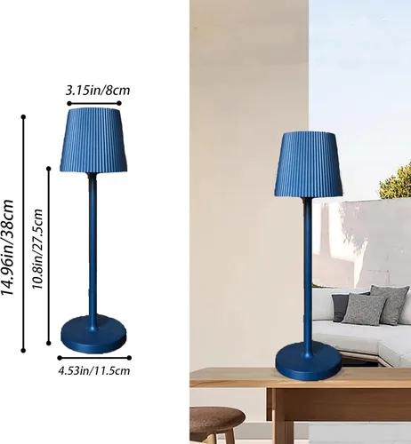 Vista 3 de Lámparas de mesa inalámbricas de 14.96 pulgadas, lámpara de escritorio LED portátil, lámpara a batería de 5200 mAh, lámpara recargable de puerto