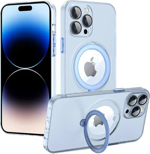 Vista 12 de Funda para iPhone 12, compatible con MagSafe, con protector de lente de cámara y kiskstnad ligera y translúcida mate, borde suave, a prueba