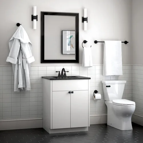 Vista 9 de Franklin Brass Voisin - Juego de 4 toalleros de baño negro mate de 24 pulgadas, soporte para papel higiénico, soporte para toallas de mano, gancho