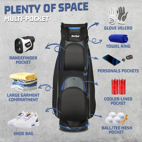 Vista 3 de Cart Golf Bag 15 Way Organizer Divider Top Golf Club Bags Lightweight Golf Cart Bags for Men Women with Cooler, Rain Cover