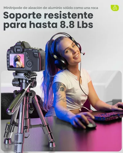 Vista 8 de CAMBOFOTO Trípode para cámara de 30", Trípode profesional de aluminio resistente para cámara sin espejo/DSLR/Teléfono celular/Videocámara