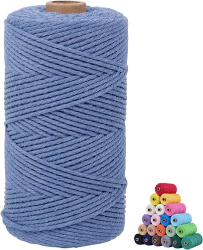 Vista 47 de Cordón de algodón para macramé 3mm x 109 yardas, cuerda de macramé natural color beige, suministros perfectos de algodón para macramé, para hacer