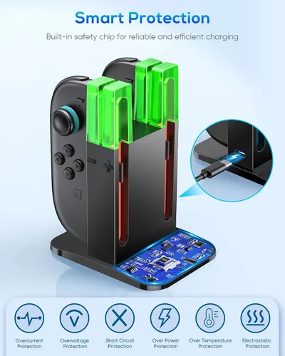 Vista 4 de FYOUNG Base de carga para controlador para Nintendo Switch 2 (2025) para Joy con 2, estación de carga para Joycon 2 accesorios de controlador