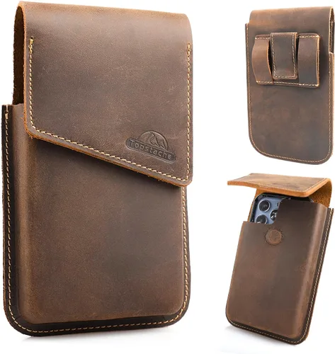 Vista 7 de Topstache Funda de cuero para teléfono con clip para cinturón, funda de cuero grande para iPhone 17Pro, 17, 16Pro, 16, funda con tapa para teléfono