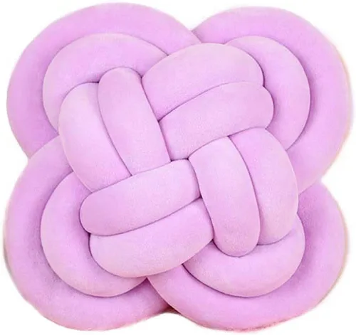 Vista 34 de Cyprinus Carpio Almohada creativa con nudo de bola de rosa, cojín de flor para sofá, almohada lumbar, decoración (rosa-C)