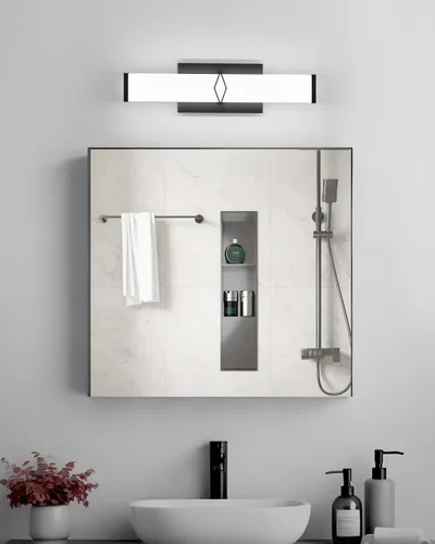 Vista 6 de Lámparas de baño sobre espejo, luces modernas de tocador de 16 pulgadas para baño, barra de luz LED regulable de 20 W, 2000 lm, accesorios de Negro