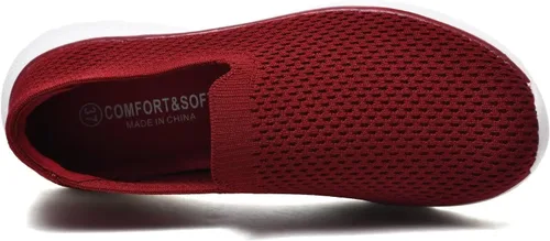 Vista 5 de Zuwoigo Zapatos de senderismo para mujer, cómodos, sin cordones, informales, transpirables, para entrenamiento, gimnasio, trabajo, tenis