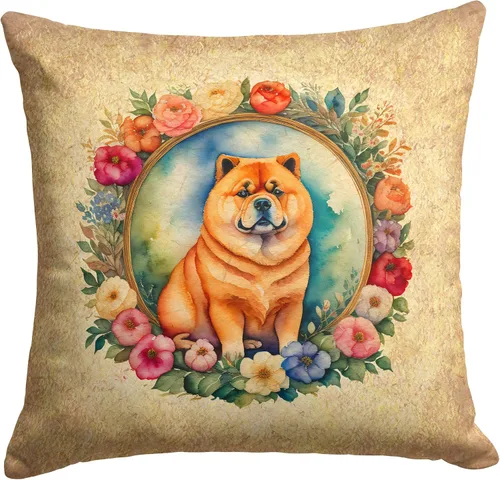 Vista 199 de Caroline's Treasures DAC2072PW1414 Affenpinscher and Flowers - Almohada decorativa de tela, lavable a máquina, para interiores y exteriores
