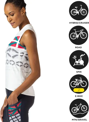 Vista 4 de Terry Soleil - Camiseta sin mangas para bicicleta, protección solar UPF 50+, ajuste atlético para ciclismo