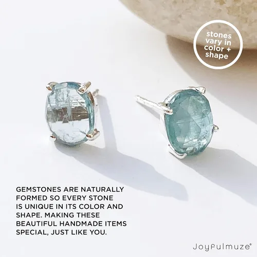 Vista 8 de Aretes de oro azul aguamarina, oro micro de 14 quilates sobre plata de ley 925, hermosa piedra preciosa auténtica, regalo de joyería para mujer, 2CT