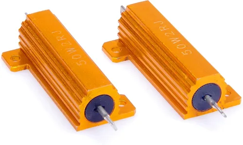 Vista 3 de Resistor de carcasa de aluminio electrónico de 50 vatios, 2 ohmios, 5% bobinado de alambre, color dorado (paquete de 2)