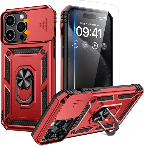 Vista 22 de Goton Funda para iPhone 14 Plus con Protector de Pantalla - Funda con Cubierta Deslizante para Cámara con Soporte de Anillo, Resistente de Grado