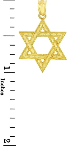 Vista 3 de Colgante Judaica de oro de 10 quilates con estrella judía de David (pequeño)