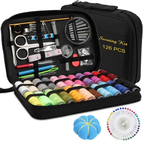 Vista 9 de Kit de costura Marcoon para adultos, kit portátil de reparación de agujas e