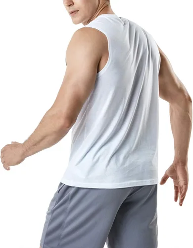 Vista 3 de TSLA Paquete de 1 o 3 camisetas sin mangas para hombre, camisetas deportivas de rendimiento muscular, camisetas sin mangas para entrenamiento