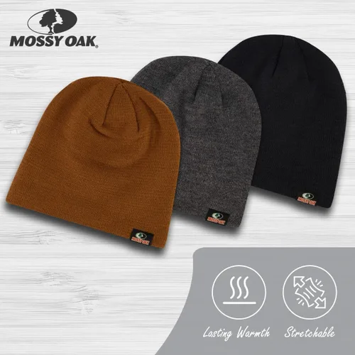 Vista 6 de Mossy Oak Men's Rib Knitted Hats - Warm and Cozy Beanie Hat - Men Winter Hat