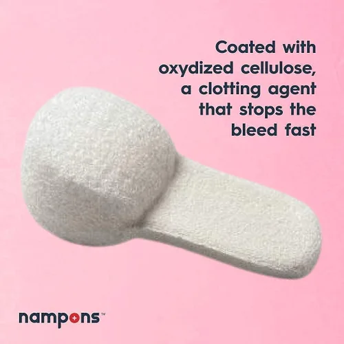 Vista 3 de Nampons Tapones para sangrado nasal: 24 tapones de sangrado nasal con agente de coagulación para detener las hemorragias nasales rápidamente.