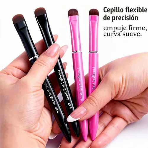 Vista 5 de Brocha de punta francesa - Kolinsky Sable Nail Art para Polygel & Clean Up Rosa