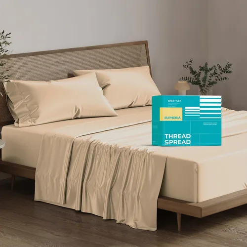 Vista 30 de THREAD SPREAD Sábanas 100% Algodón Egipcio Tamaño Twin - 800 Alto Número de Hilos 3 Piezas Sábanas Twin Extra Largas para Dormitorio, Bolsillo