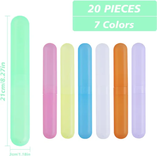 Vista 2 de Juego de 20 fundas para cepillos de dientes, soporte portátil para cepillos de dientes transpirable, caja de almacenamiento de cepillos de dientes a