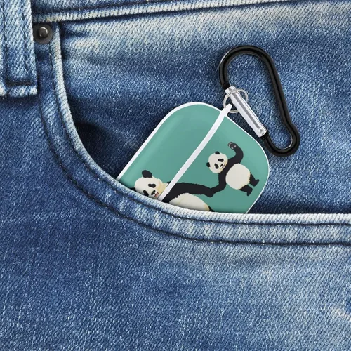 Vista 8 de Funda para Airpods Pro con estampado de pandas con llavero de protección completa, duradera, a prueba de golpes, funda rígida de PC para Apple