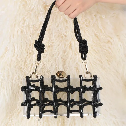 Vista 4 de ARTLUXE Bolso de mano acrílico con diamantes de imitación para boda y fiesta