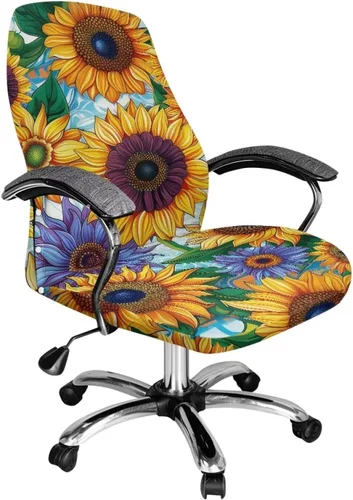 Vista 47 de Green Leaf - Fundas para sillas de oficina en casa, fundas elásticas para sillas de escritorio de computadora, respaldo alto, universales, fundas