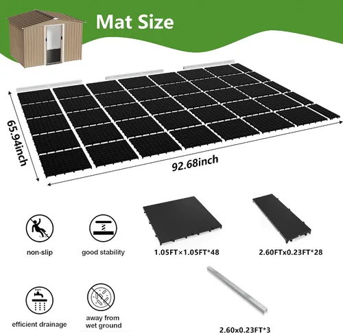 Vista 2 de Cobertizo de almacenamiento para exteriores de 8 x 6 pies con piso, cobertizo de herramientas de metal impermeable con puerta cerrada con puerta