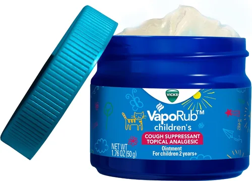 Vista 2 de Vicks VapoRub para Niños, Supresor Tópico de la Tos y Analgésico, Alivia la Tos y Dolores y Molestias Menores, Clínicamente Probado, Comienza a