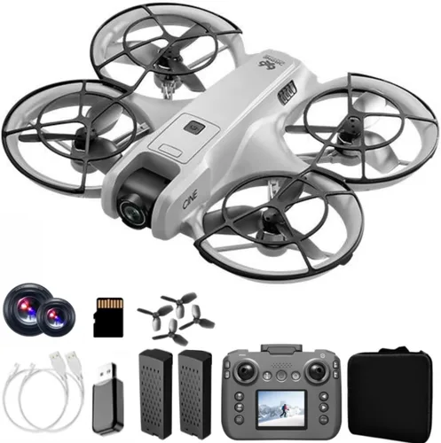 Vista 10 de Hobby Mini Drone con pantalla de visualización, cámaras duales, protector de hélice de 360°, posicionamiento de flujo óptico, motor sin escobillas