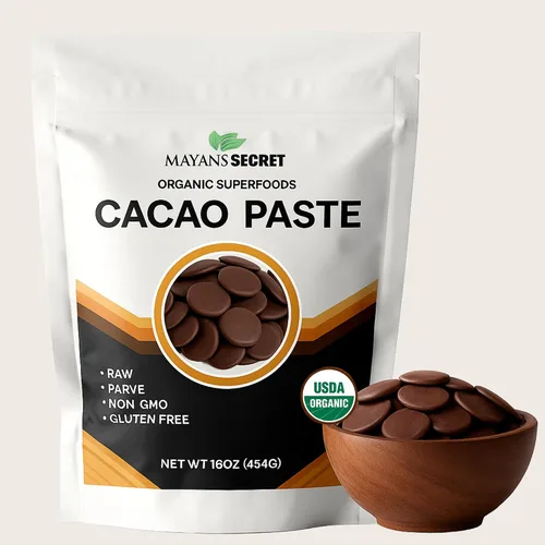 Vista 8 de Mayan's Secret - Obleas de pasta de cacao cruda orgánica - Certificado USDA, sin OMG, veganas y sin gluten - Obleas fáciles de derretir para hacer