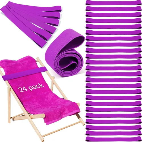 Vista 16 de Jexine 48 piezas de bandas de toalla de playa con clips resistentes al viento, bandas elásticas de playa a granel ligeras y elásticas para sillas