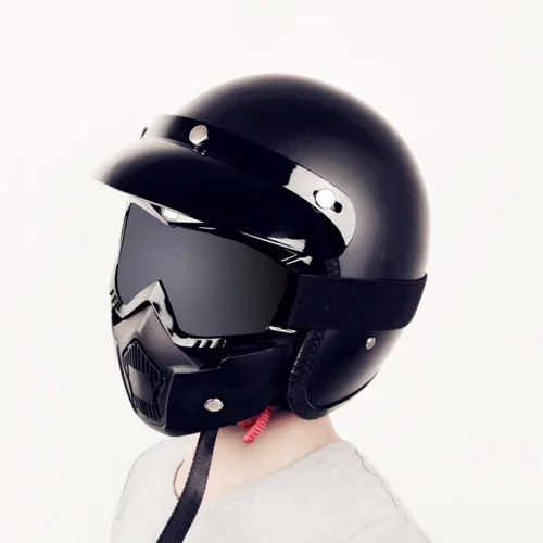 Vista 6 de Gafas de montar para casco de motocicleta con máscara facial extraíble, gafas cálidas desmontables a prueba de niebla, filtro de boca ajustable