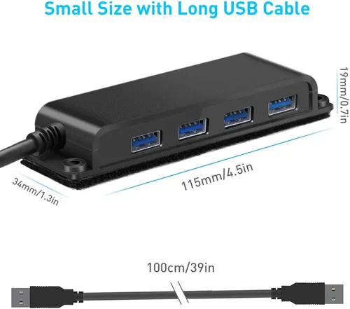 Vista 6 de Hub de escritorio portátil USB 3.0 de 4 puertos, concentrador de datos USB 3.0 fija con cable de 3.3 pies para MacBook, Mac Pro/Mini, iMac, XPS